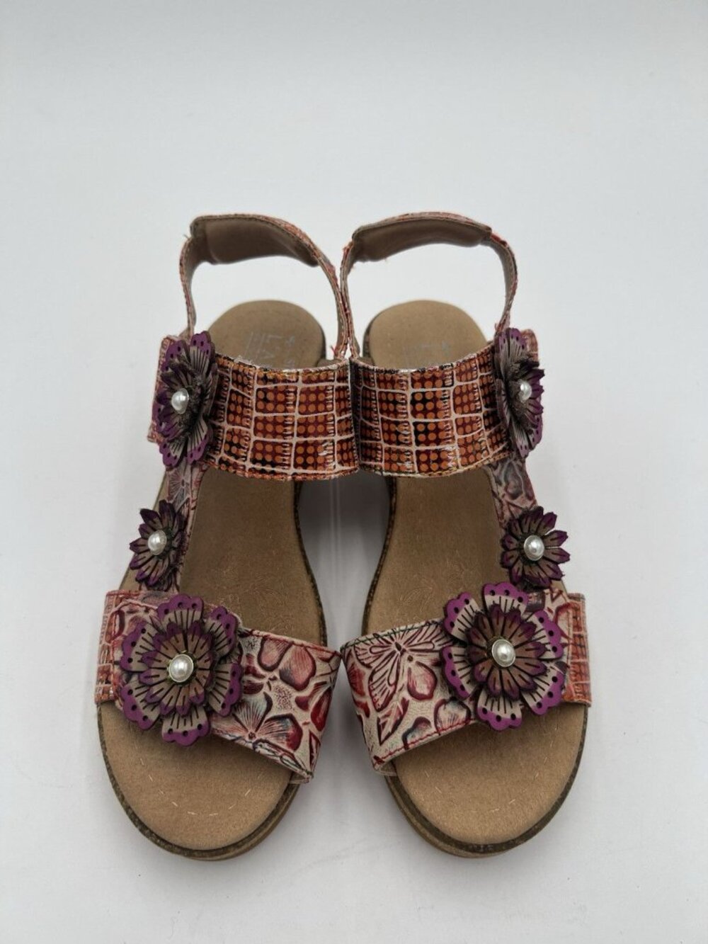 L’Artiste Spring Step Floral Platform Sandals Womens EU 38 Boho Leather Comfort - Picture 3 of 11